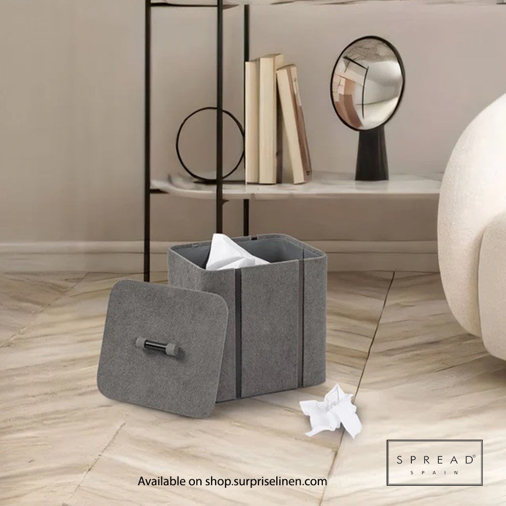 Spread Spain - French Boucle Metal Handcrafted Storage Collection Dustbin (Grey)