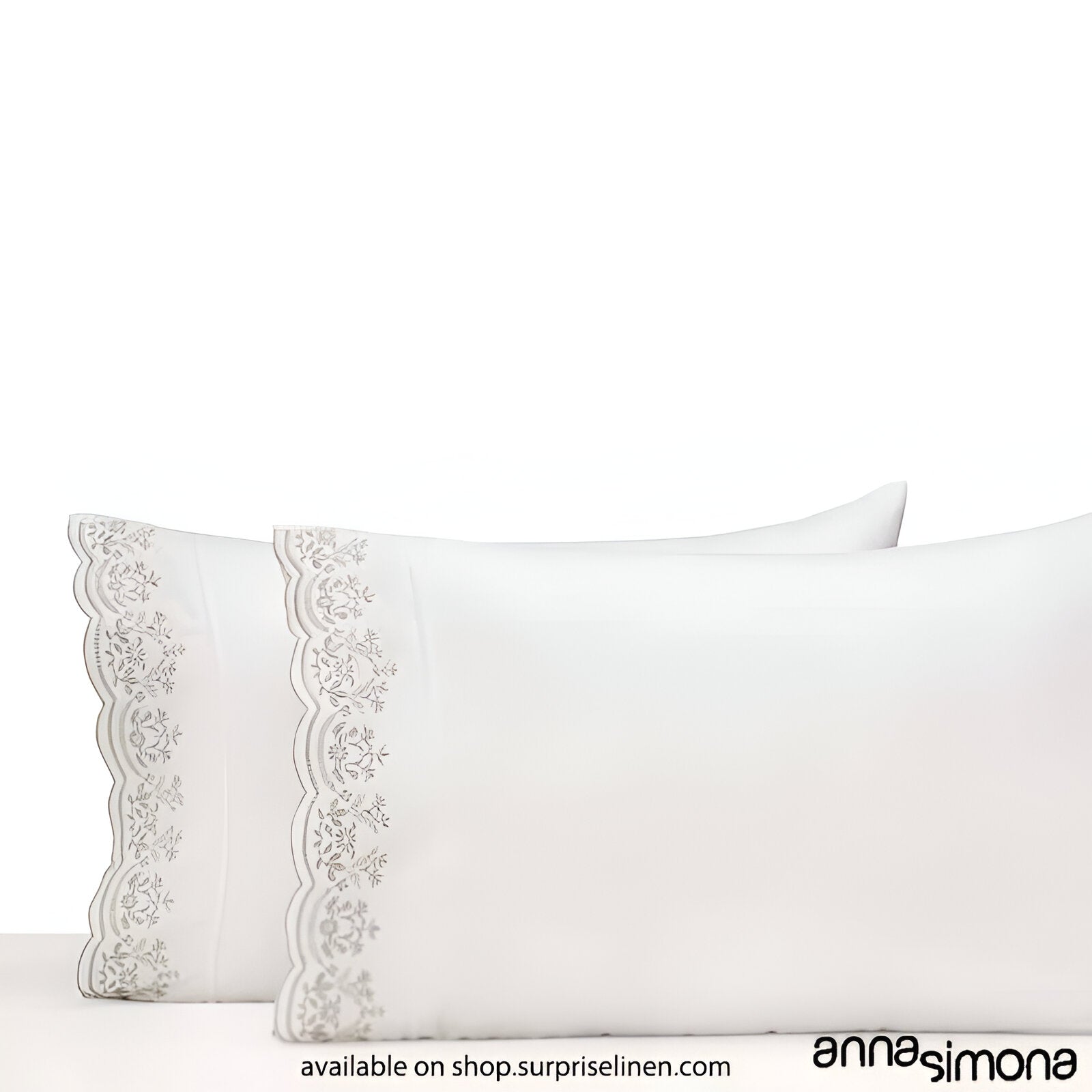 Anna Simona - Liliana King Size 400 TC Cotton Satin King Size Bedsheet Set (White)