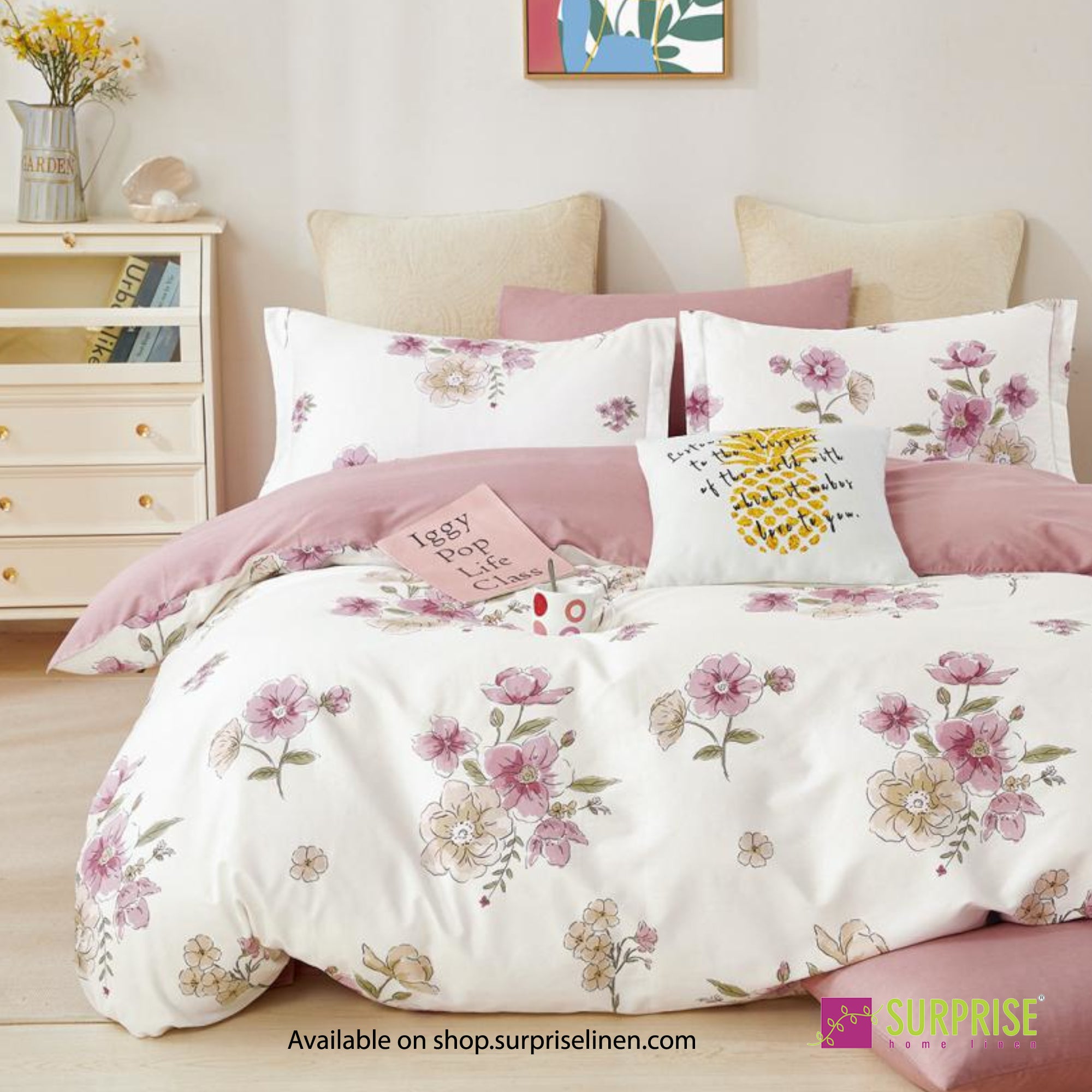 Luxury Essentials By Surprise Home Exclusive Hues Collection 3 Pcs Super King Size Bedsheet Set in 300 TC Premium Cotton (Floral)