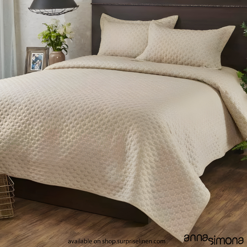 Anna Simona - Saga Viscose Linen 3 Pcs Bed Cover Set Natural)