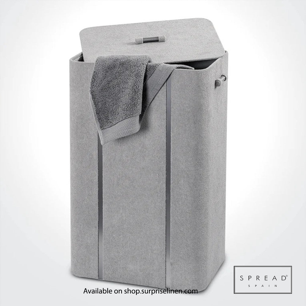 Spread Spain - French Boucle Metal Handcrafted Storage Collection Laundry Hamper (Silver)