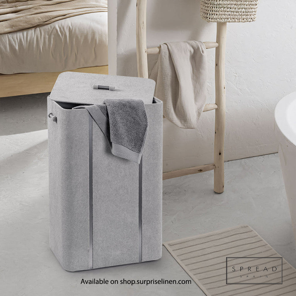 Spread Spain - French Boucle Metal Handcrafted Storage Collection Laundry Hamper (Silver)