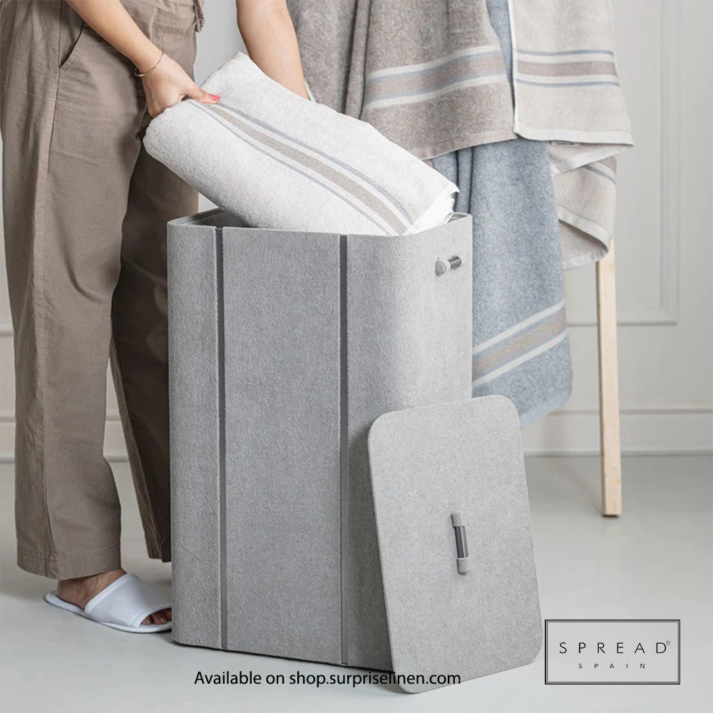 Spread Spain - French Boucle Metal Handcrafted Storage Collection Laundry Hamper (Silver)