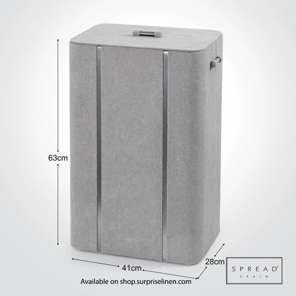 Spread Spain - French Boucle Metal Handcrafted Storage Collection Laundry Hamper (Silver)