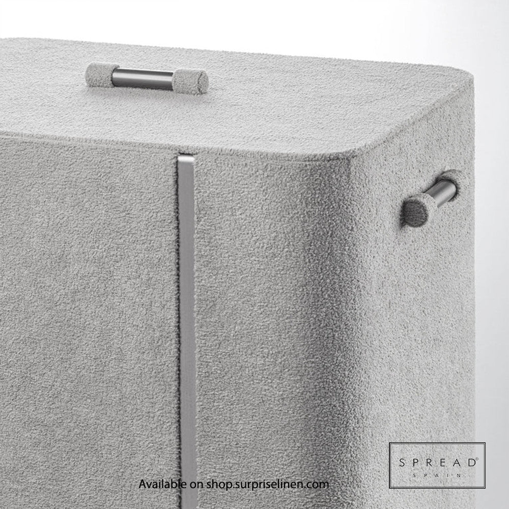 Spread Spain - French Boucle Metal Handcrafted Storage Collection Laundry Hamper (Silver)