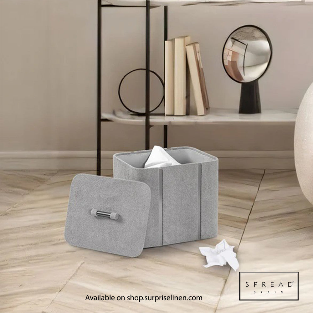 Spread Spain - French Boucle Metal Handcrafted Storage Collection Dustbin (Silver)