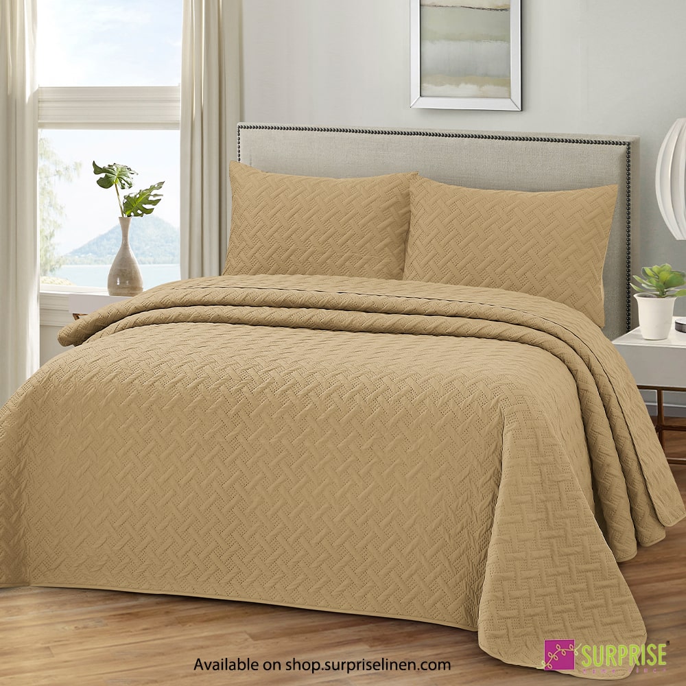 Surprise Home - Everyday Use Premium Quality Urbane 3 Pcs Bedcover Set (New Wheat)