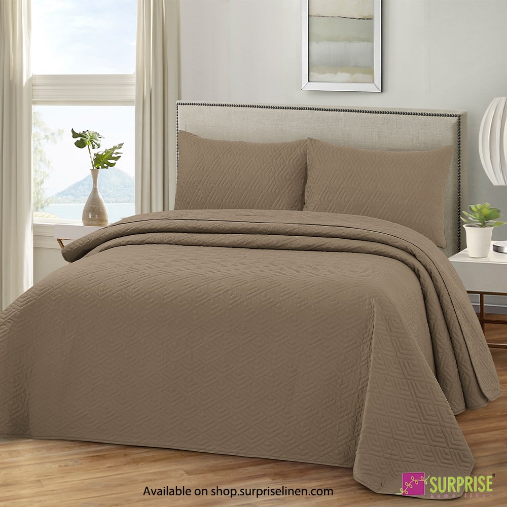 Surprise Home - Everyday Luxury Essentials Plush Quilted 3 Pcs Bedcover Set (Pine Bark)