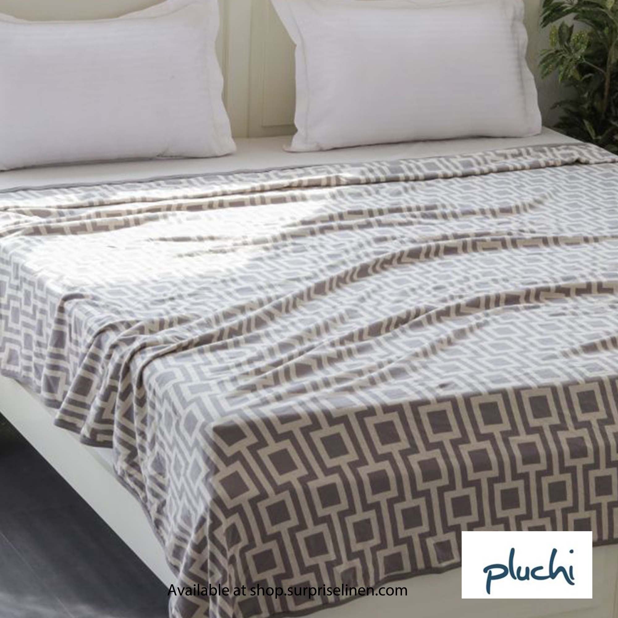 Pluchi - Box in Box Double Cotton Knitted Ac Blanket for Round the Year Use (Light Grey)