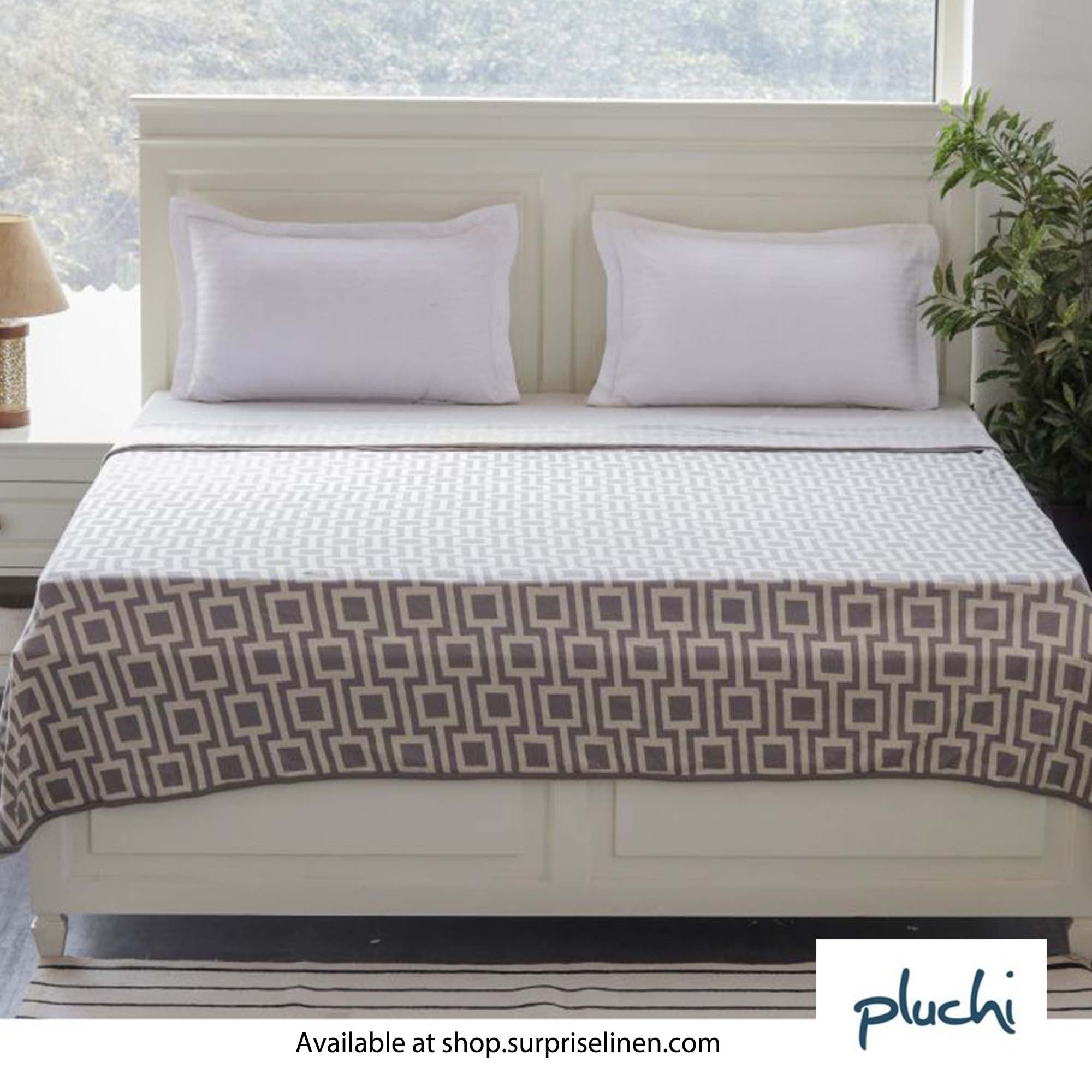 Pluchi - Box in Box Double Cotton Knitted Ac Blanket for Round the Year Use (Light Grey)