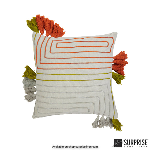 Surprise Home - Bohemian Tassles 45 x 45 cms Designer Cushion Cover (Green)