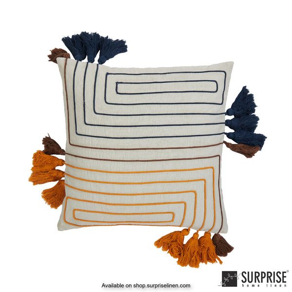 Surprise Home - Bohemian Tassles 45 x 45 cms Designer Cushion Cover (Brown)