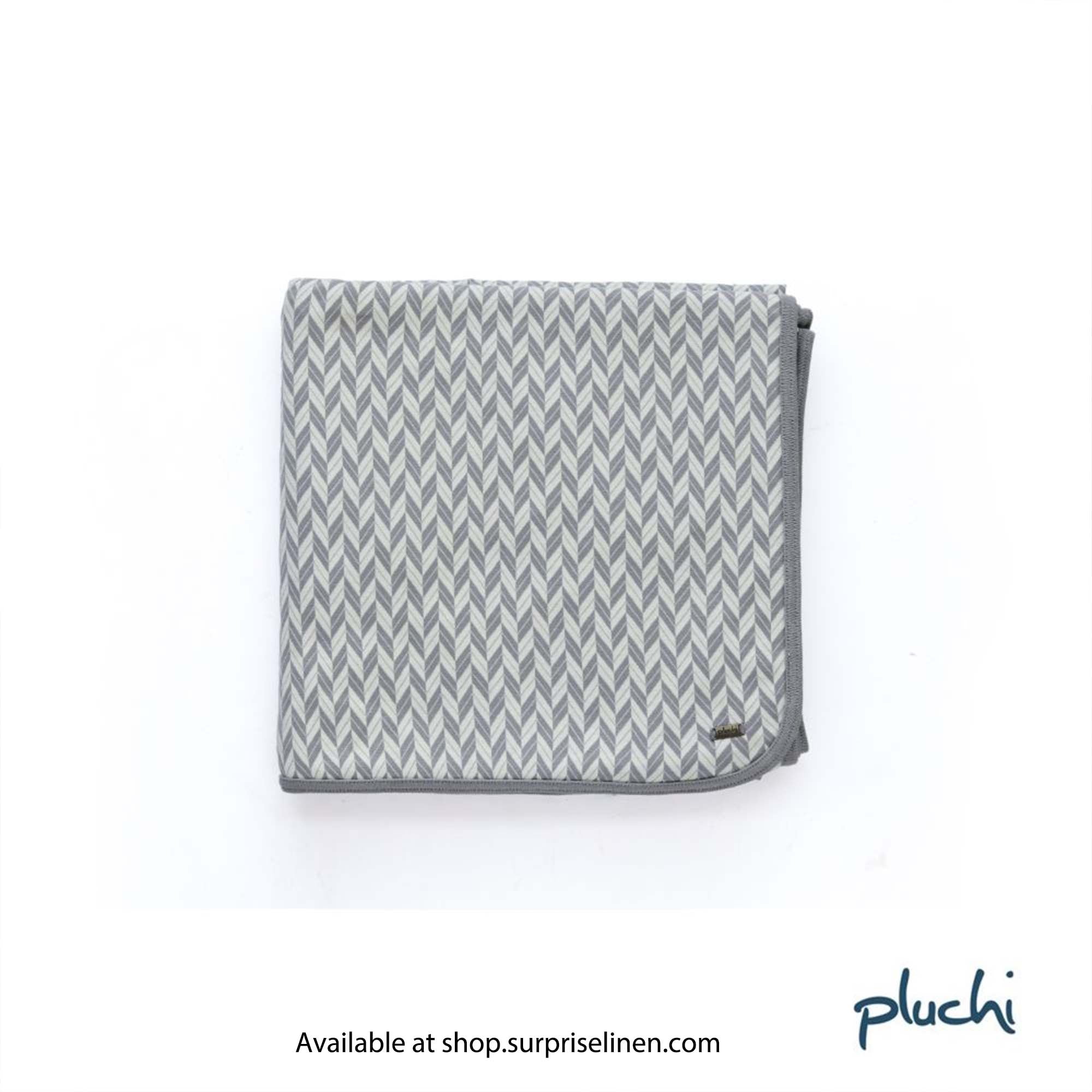 Pluchi - Eleanor Double Cotton Knitted Ac Blanket for Round the Year Use (Grey)