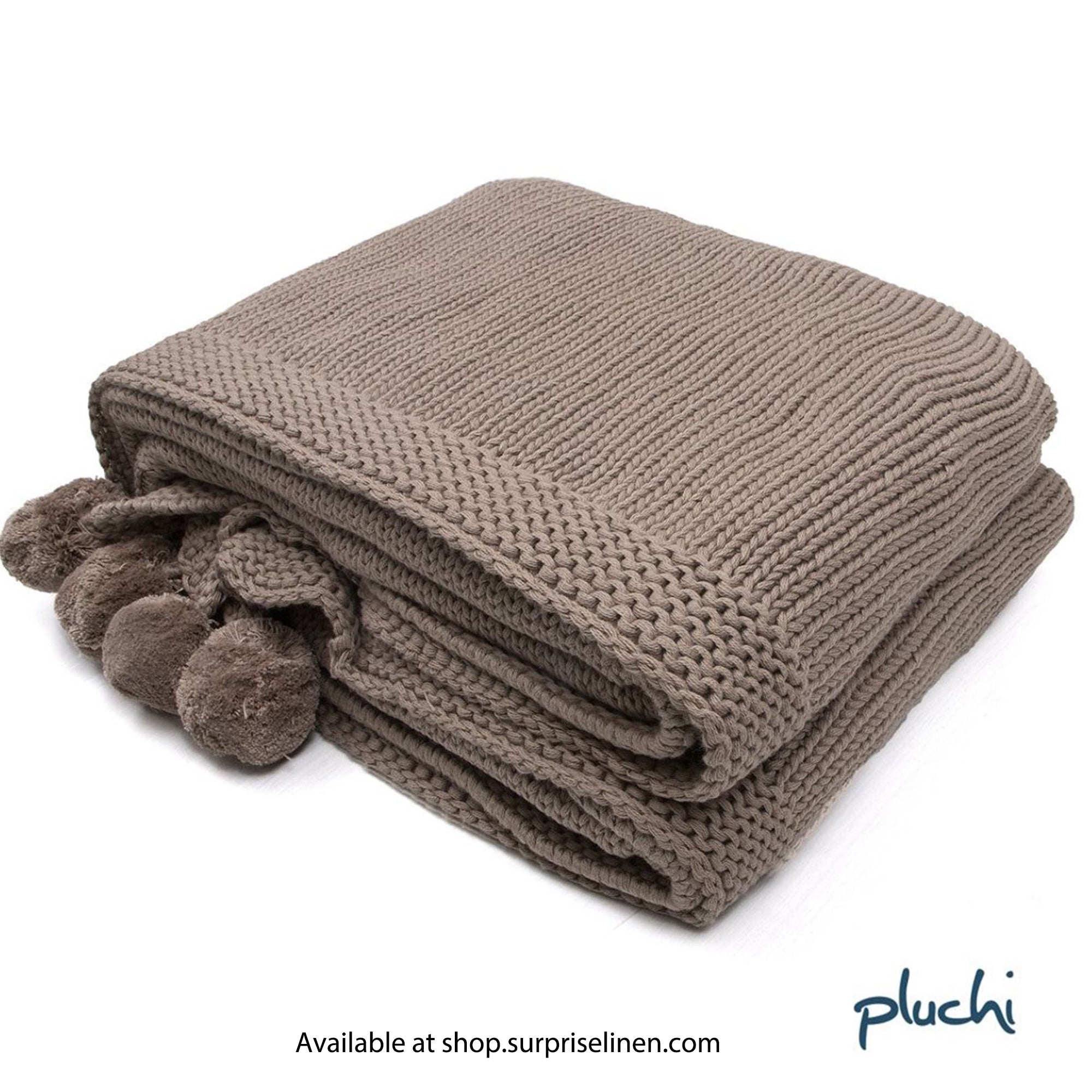 Pluchi - Jersey Chunky Knit Knitted Throw /Blanket for Round the Year Use (Stone)