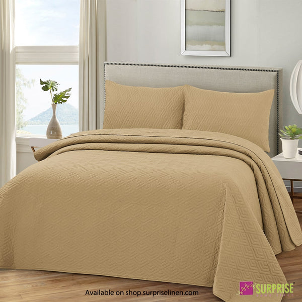 Surprise Home - Everyday Luxury Essentials Plush Quilted 3 Pcs Bedcover Set (New Wheat)