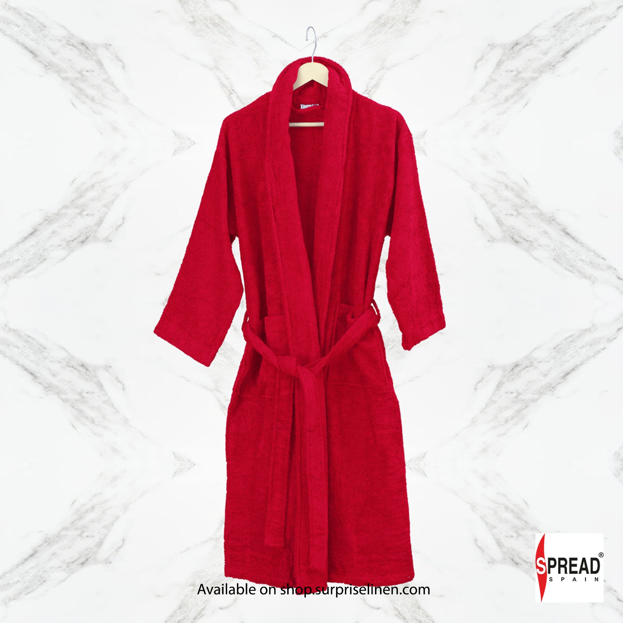 Spread Spain - One Size Bathrobe with Customizable Initials (Red)
