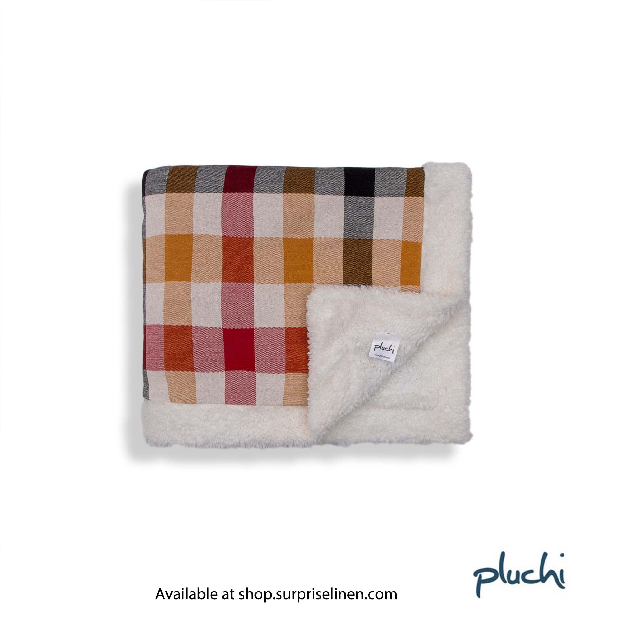 Pluchi - Colour Vibe Single Bed Cotton Knitted Blanket with Fur Back (Multicolor)