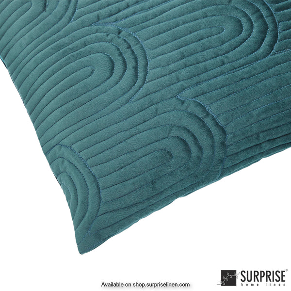 Surprise Home - Velvet Art Deco  40 x 40 cms Designer Cushion Cover (Dark Green)