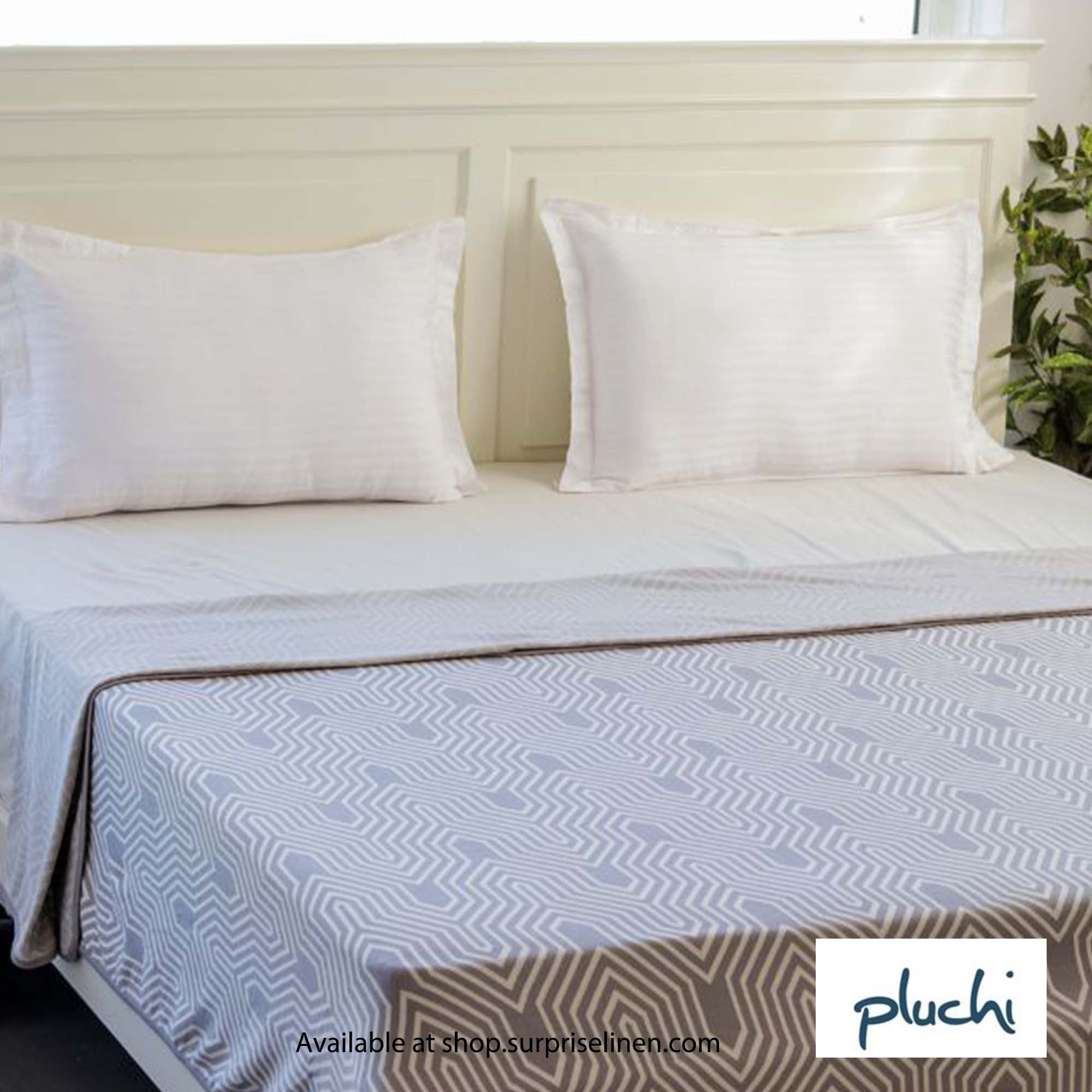 Pluchi - Graham Double Cotton Knitted Ac Blanket for Round the Year Use (Grey)