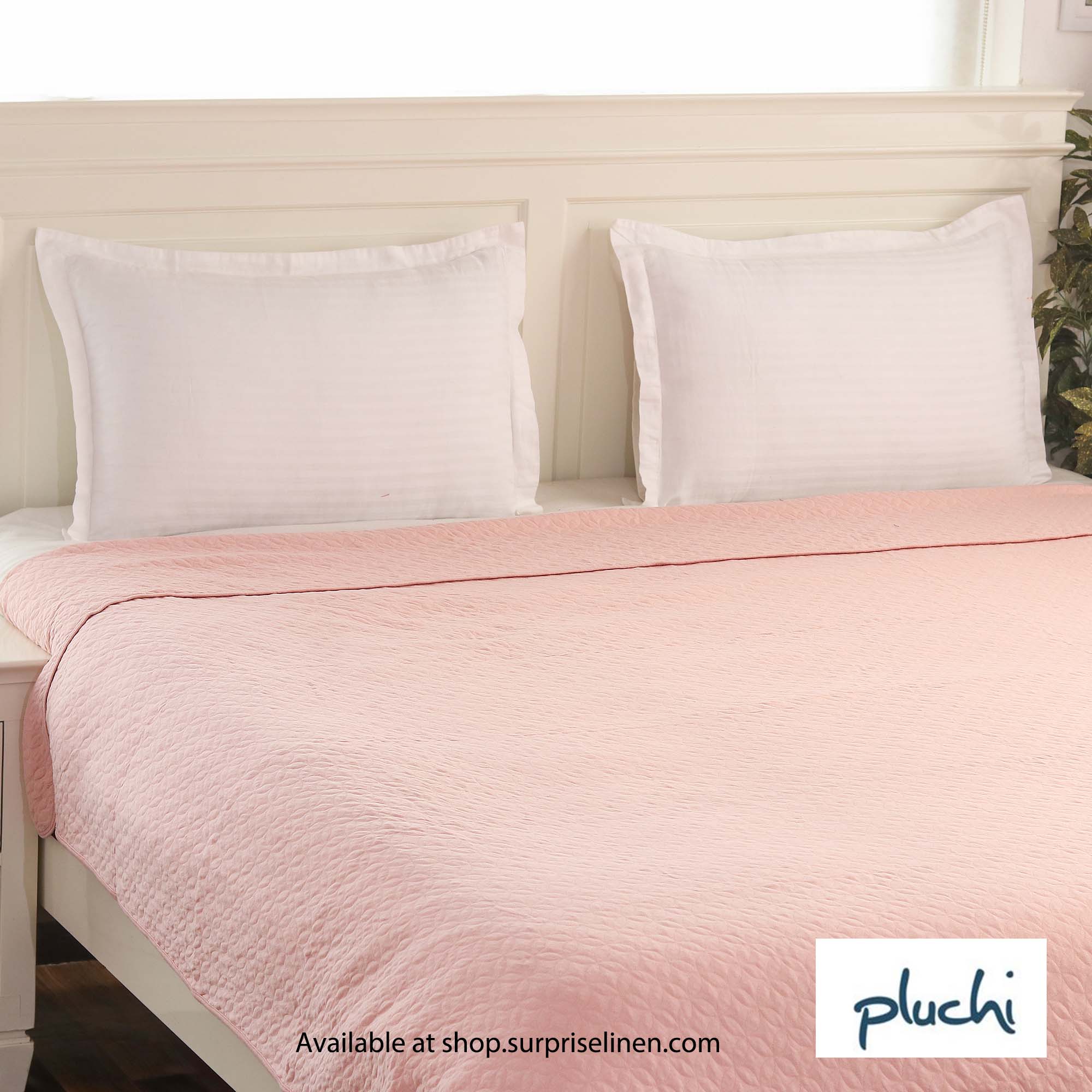 Pluchi - Astral 100% Premium Cotton Knitted Light Weight Quilted Blanket (Pink Pearl)