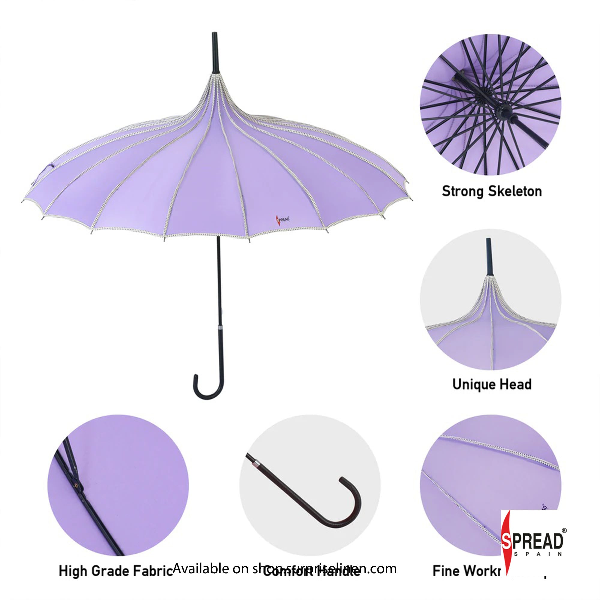 Spread Spain - Pagoda Shaped Long Umbrella (Purple)
