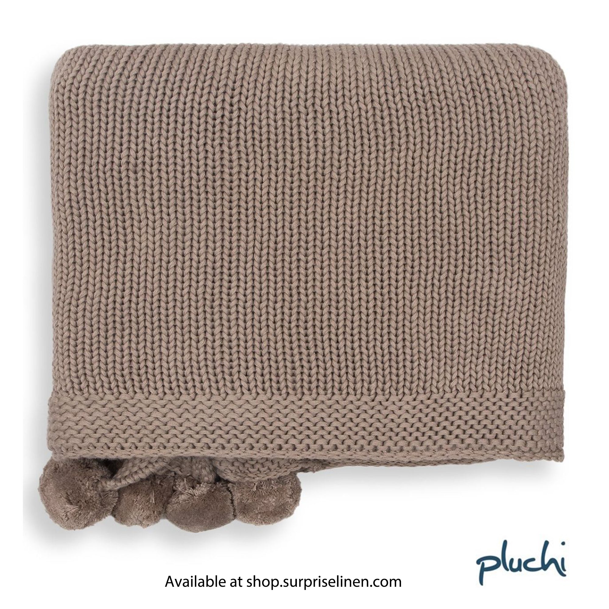 Pluchi - Jersey Chunky Knit Knitted Throw /Blanket for Round the Year Use (Stone)