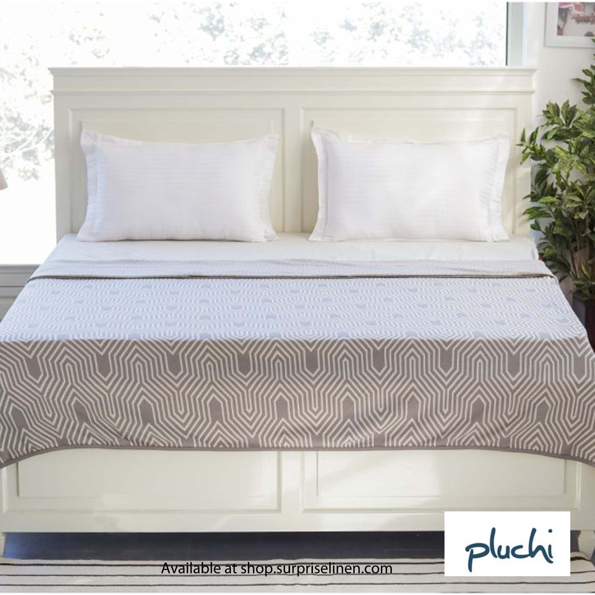 Pluchi - Graham Double Cotton Knitted Ac Blanket for Round the Year Use (Grey)