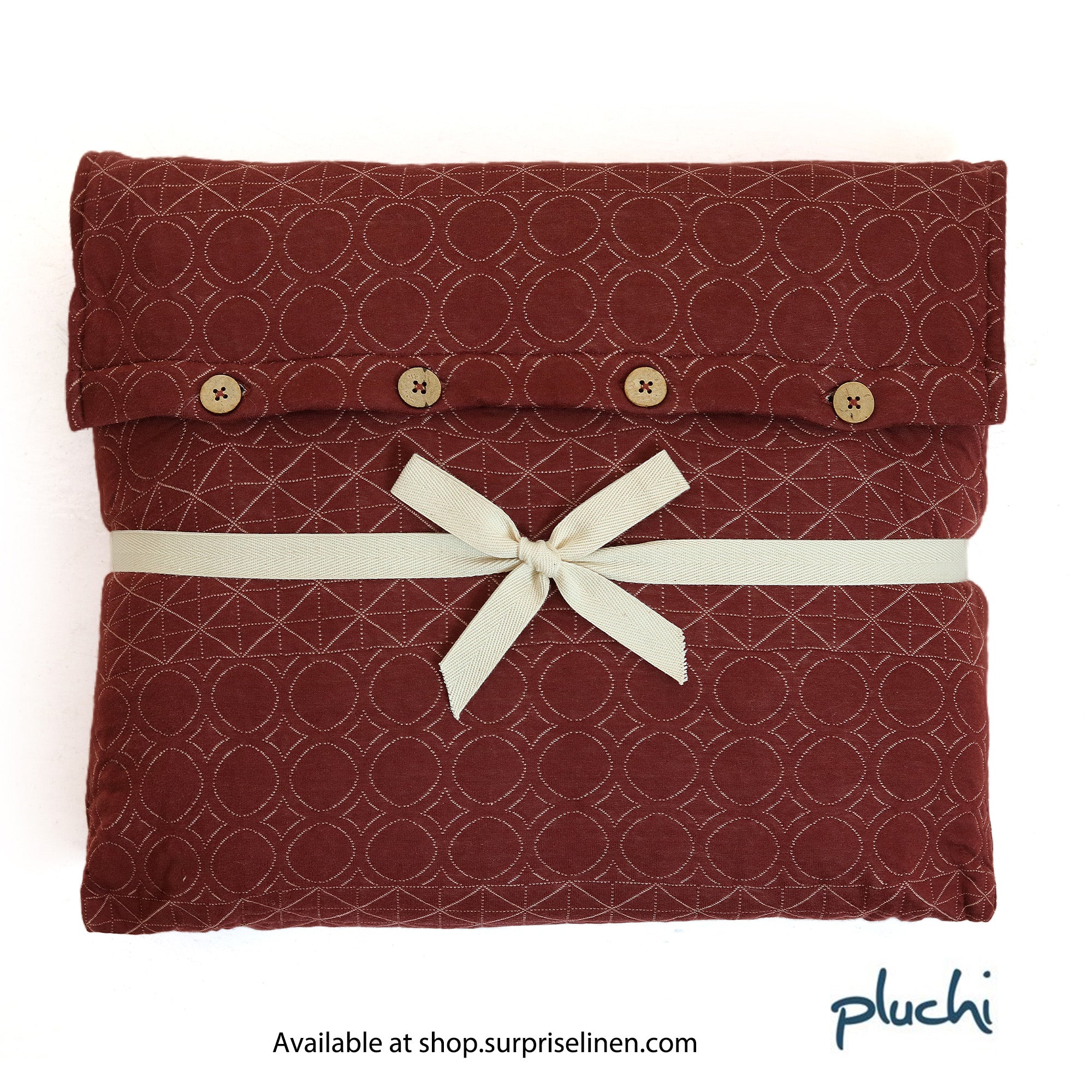 Pluchi - Lucien Cotton Knitted Single Bed Dohar / Quilt (Maroon)