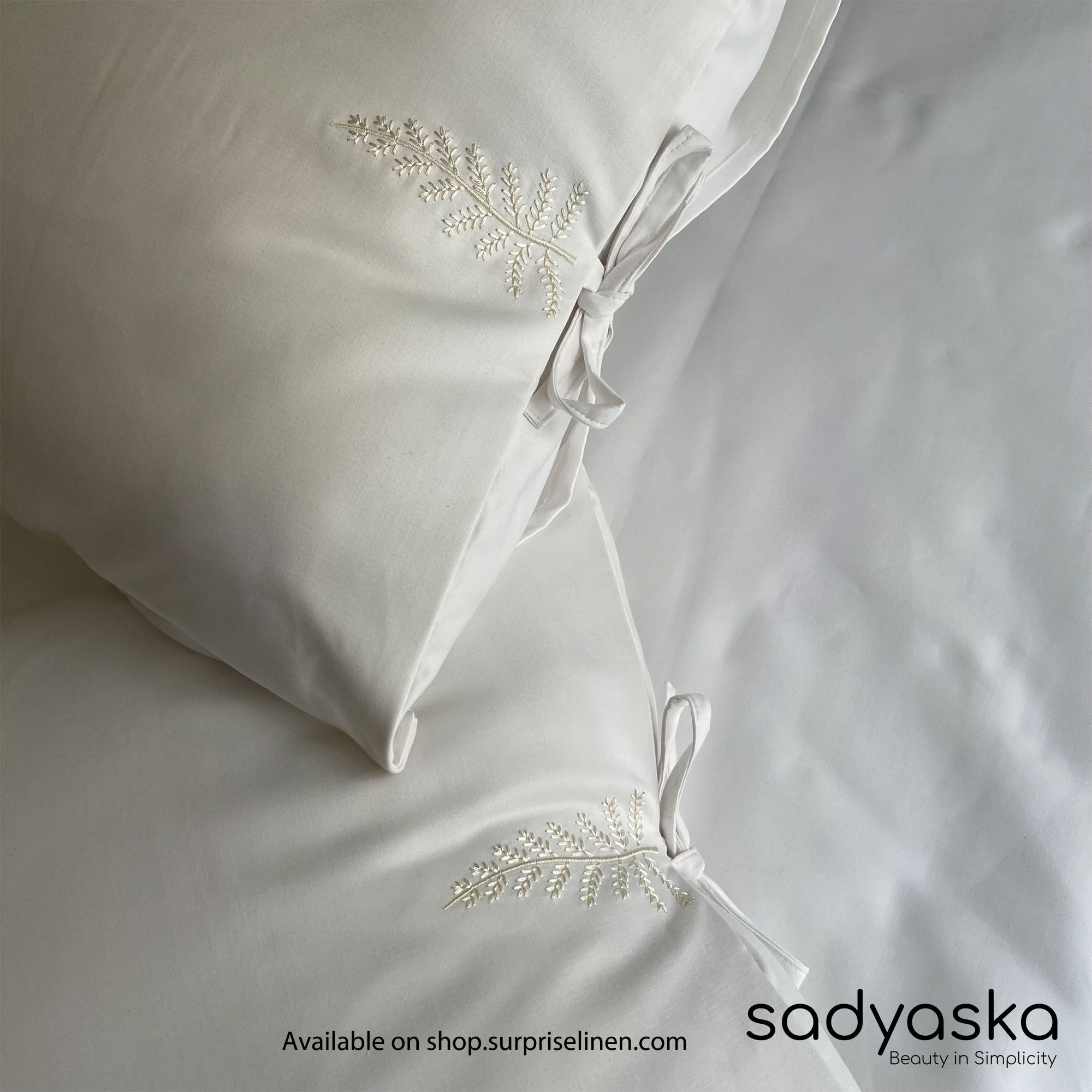 Sadyaska - 1000 TC Italian Cotton Collection Fern Bedsheet Set (Snow White)