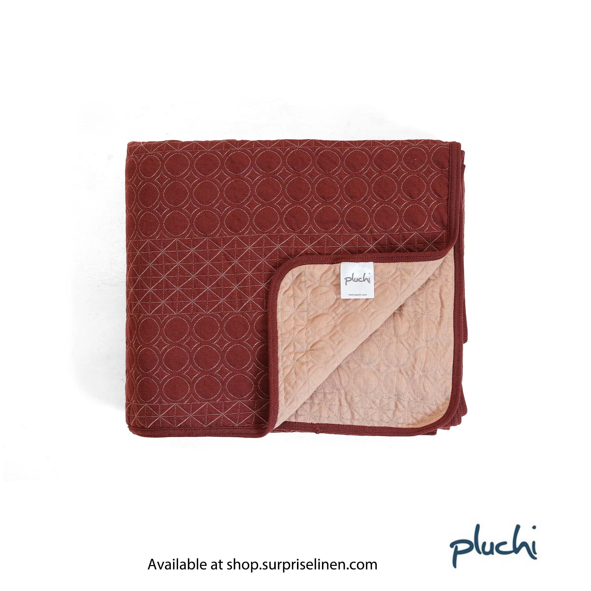 Pluchi - Lucien Cotton Knitted Double Bed Dohar / Quilt (Maroon)