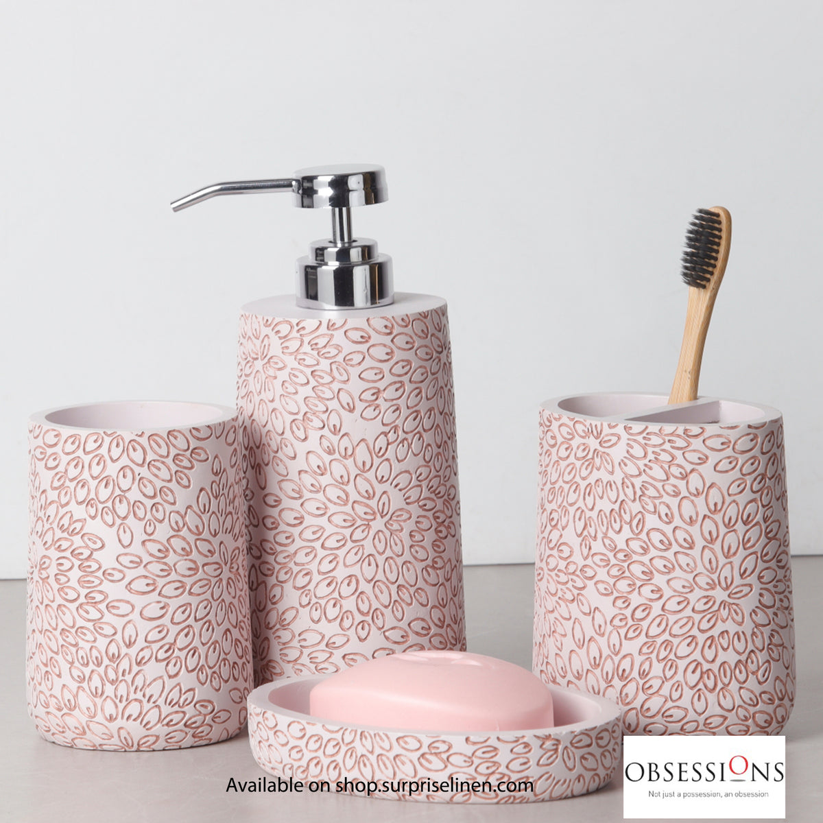 Obsessions - Alvina Collection Luxury Bathroom Accessory Set (Leaf Cream)