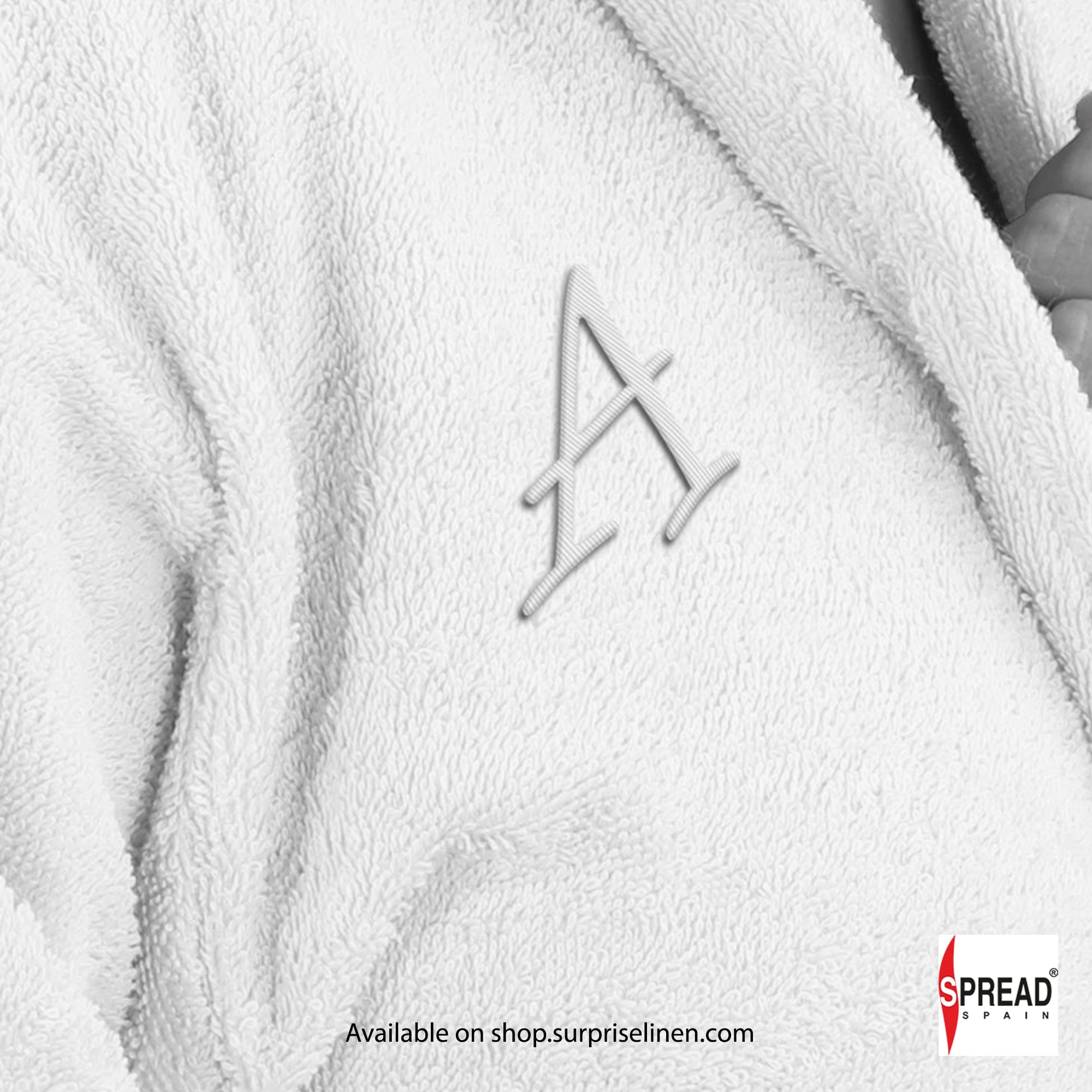 Spread Spain - One Size Bathrobe with Customizable Initials (White)