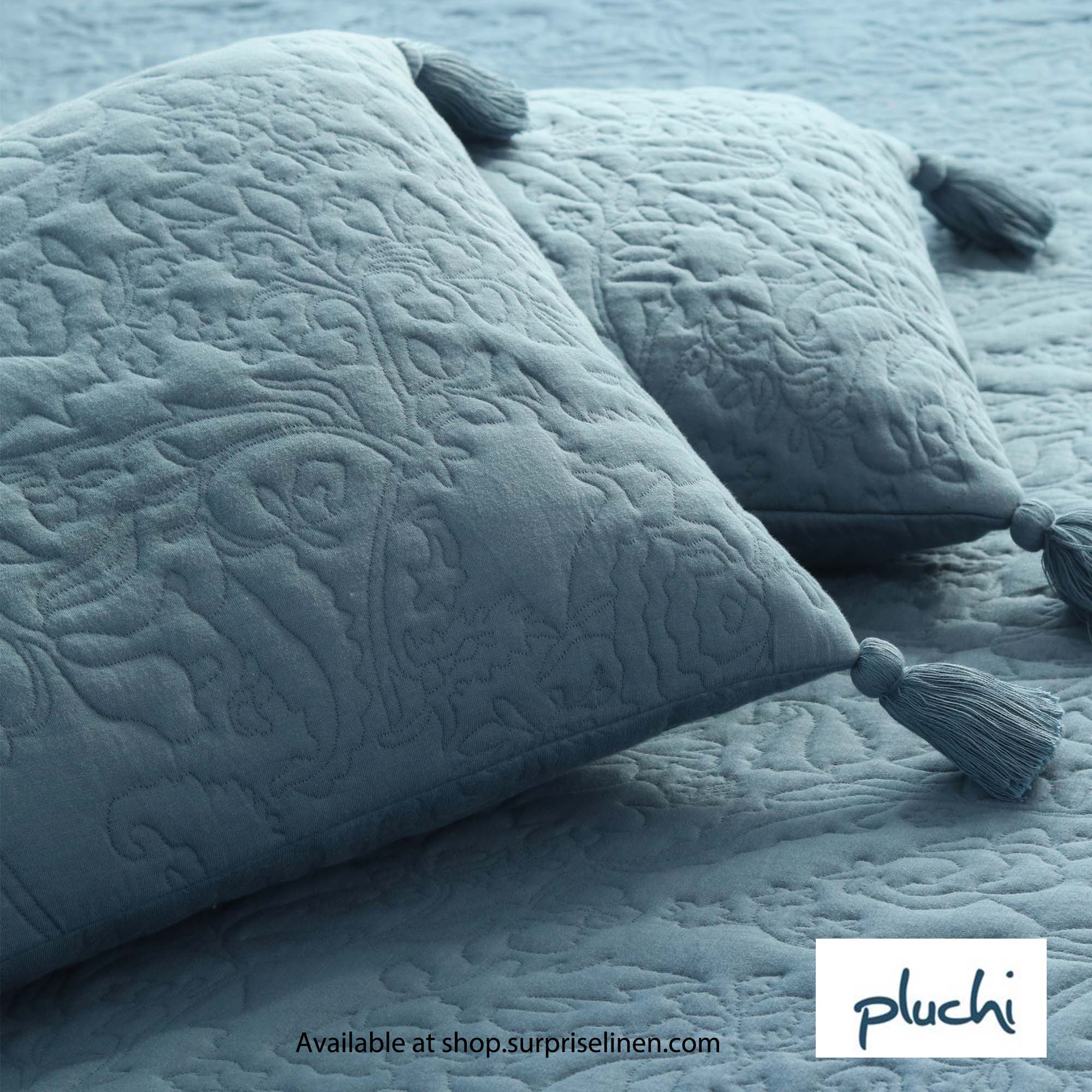 Pluchi - Summer Beauty 100% Premium Cotton Knitted 3 Pcs Bed Cover (Aegean Blue)