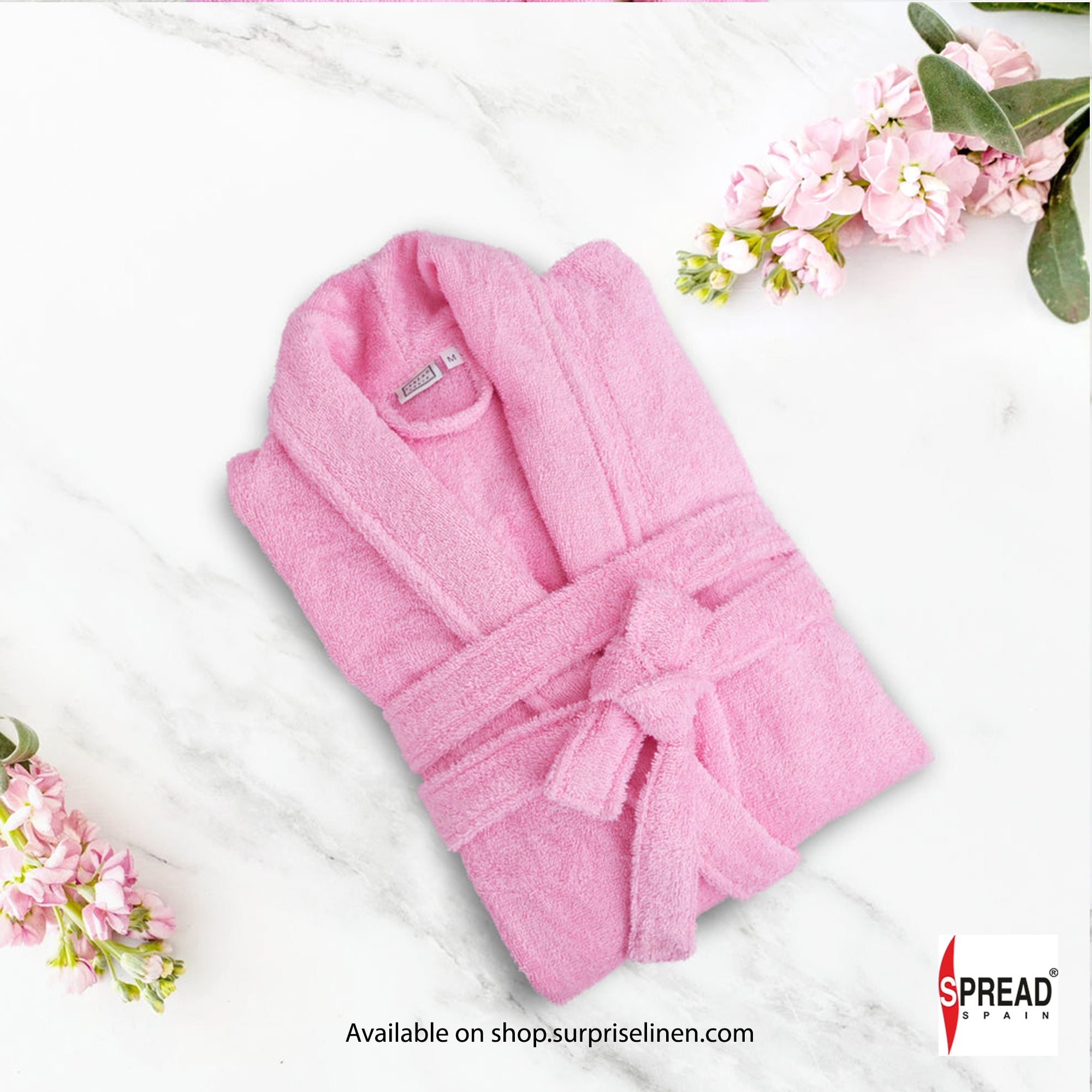 Spread Spain - One Size Bathrobe with Customizable Initials (Pink)