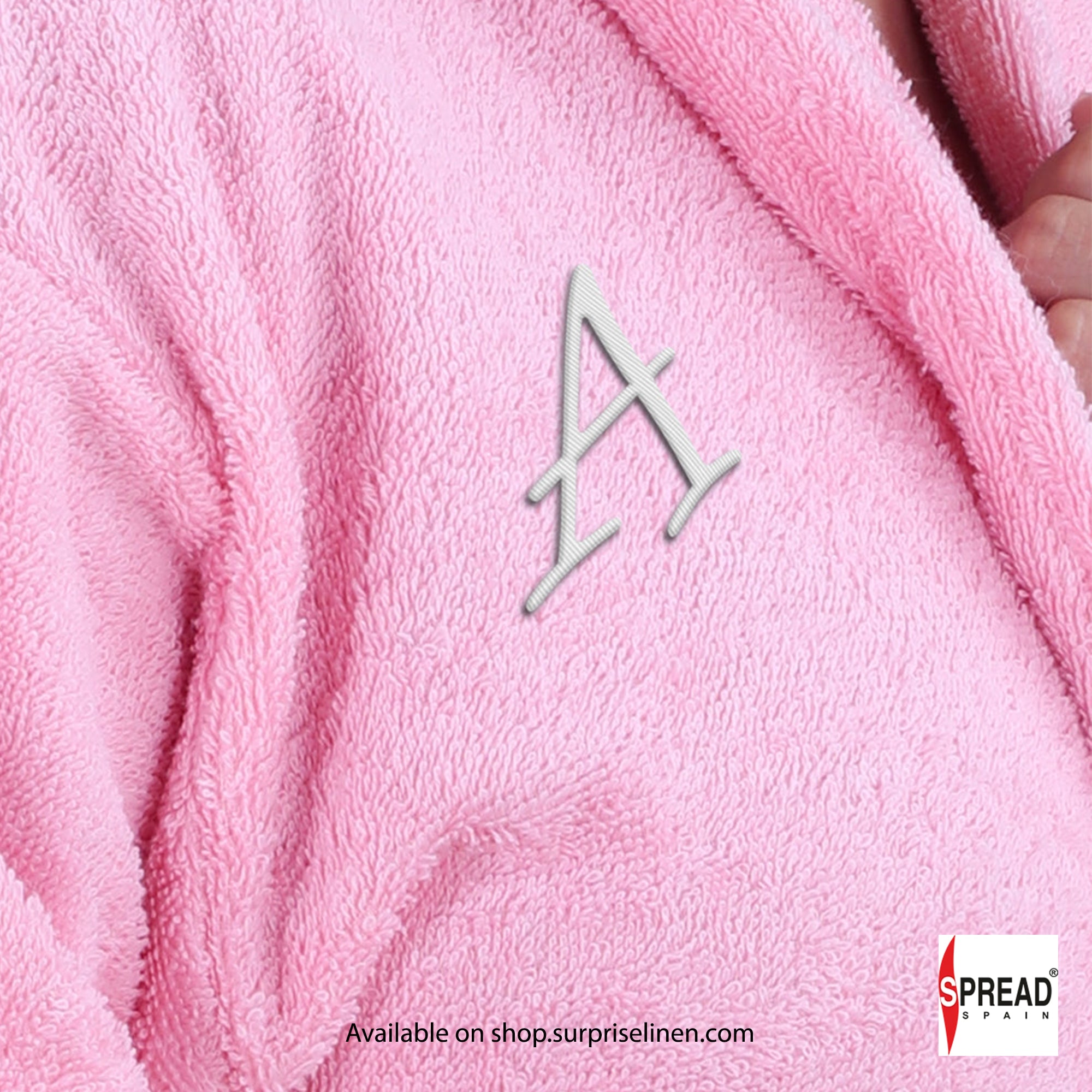 Spread Spain - One Size Bathrobe with Customizable Initials (Pink)