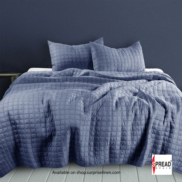 Spread Spain - Coastal 100% Stonewashed Cotton Bedcover Set (Indigo Blue)