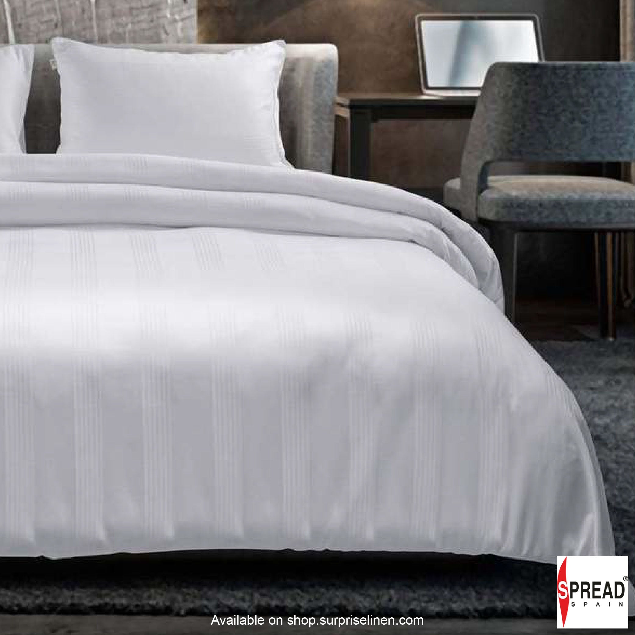 Spread Spain - Premium 450 Thread Count Cotton Barcode Collection Bedsheet Set (White)