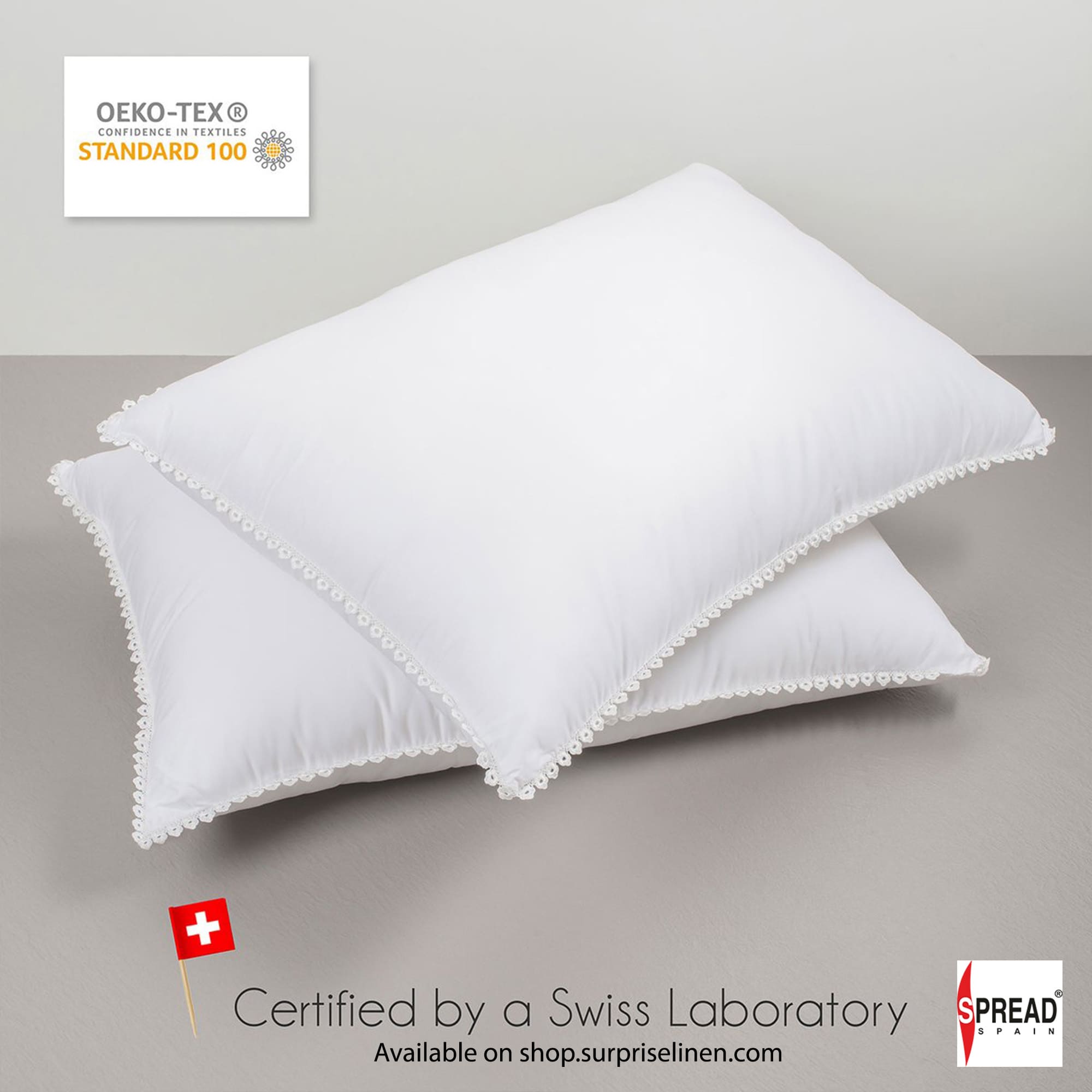 Spread Spain - Luxurious Cotton Blossom President Size Pillow (White)