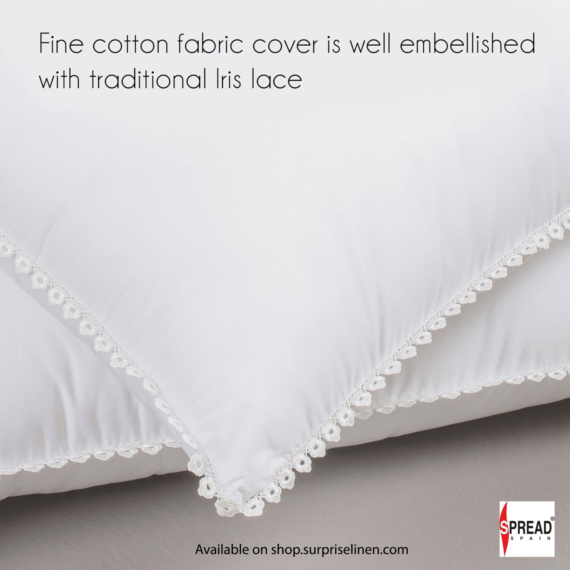 Spread Spain - Luxurious Cotton Blossom President Size Pillow (White)