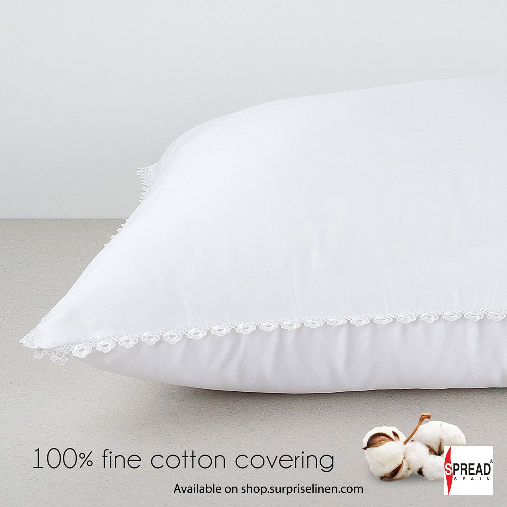 Spread Spain - Luxurious Cotton Blossom President Size Pillow (White)