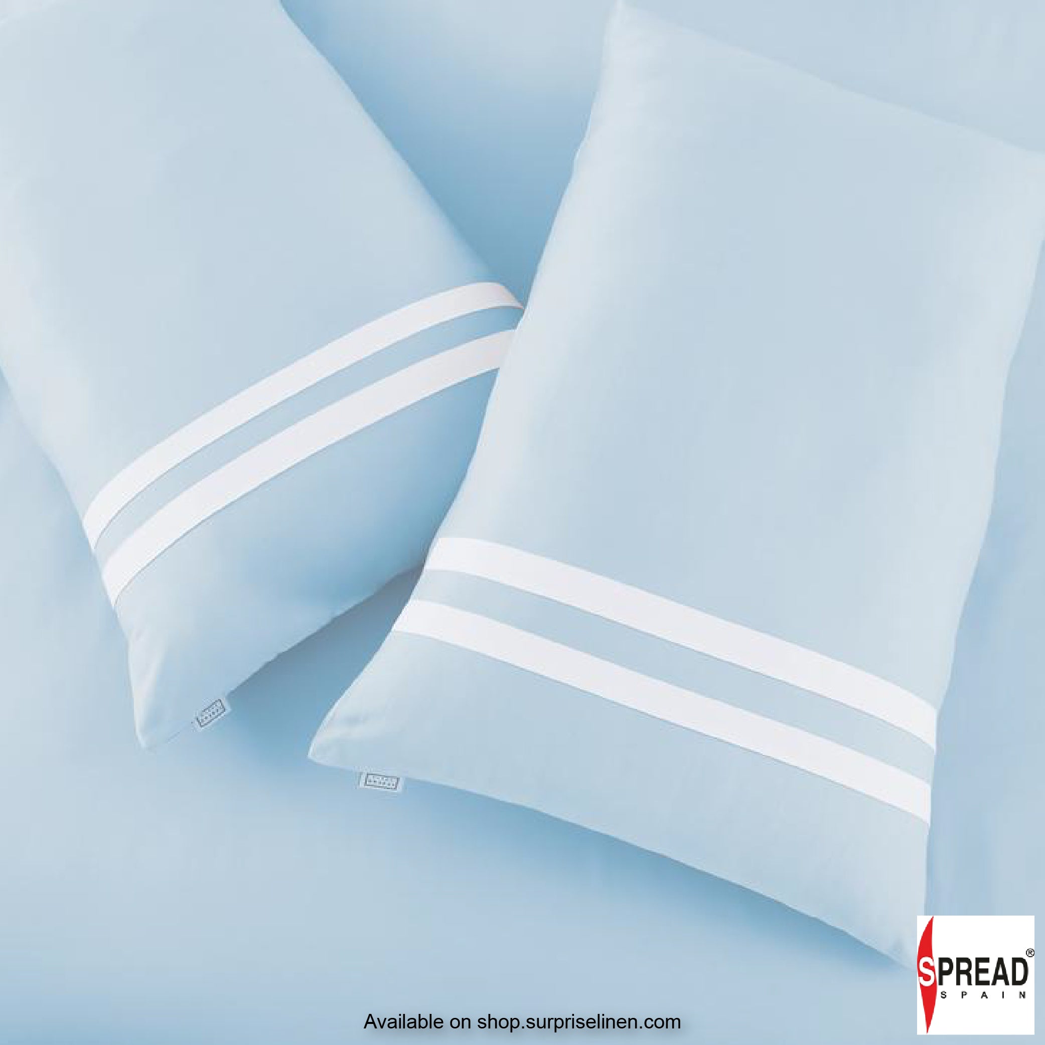 Spread Spain - Botanic Cotton 550 Thread Count Bedsheet Set- Sky Blue