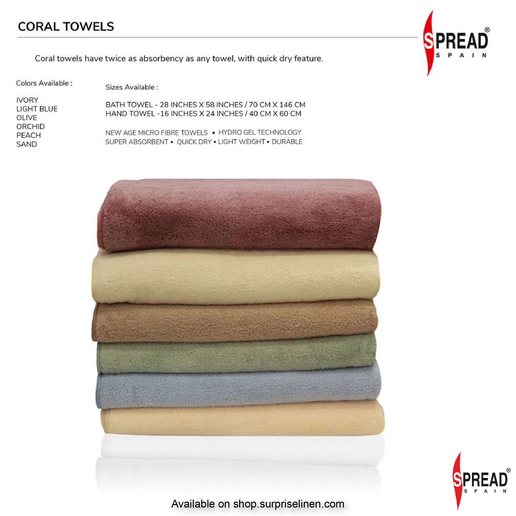Spread Spain - High Absorbent & Super Soft Coral Towel - (Rock)