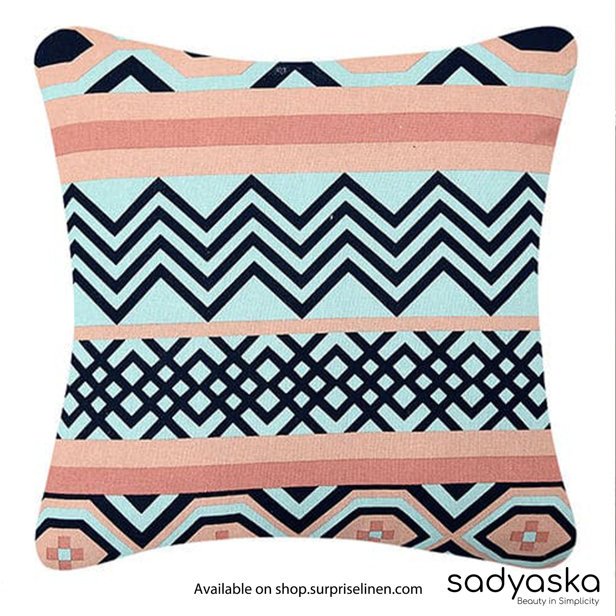 Sadyaska - Geometric Pattern Patio Printed Cushion Cover (Multi Color)