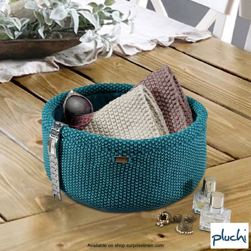 Pluchi - Alzbeta Cotton Knitted Home Baskets (Peacock With Stone Wash)