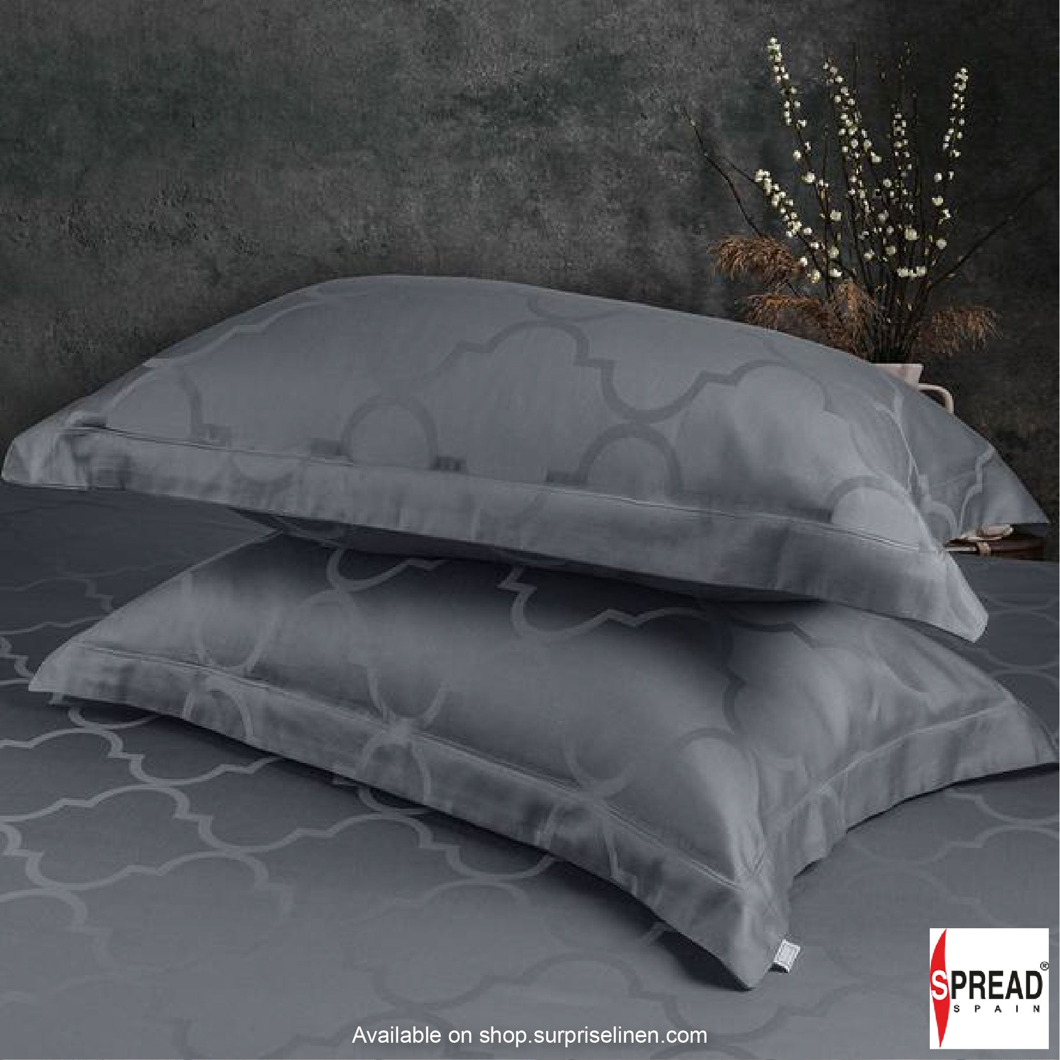 Spread Spain - Italian Jacquard Collection Collection 450 Thread Count Bed Sheet Set (Earth Grey Turkish Window )