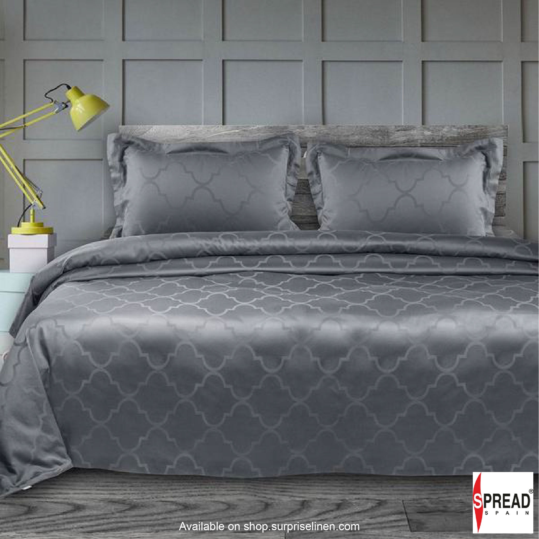 Spread Spain - Italian Jacquard Collection Collection 450 Thread Count Bed Sheet Set (Earth Grey Turkish Window )