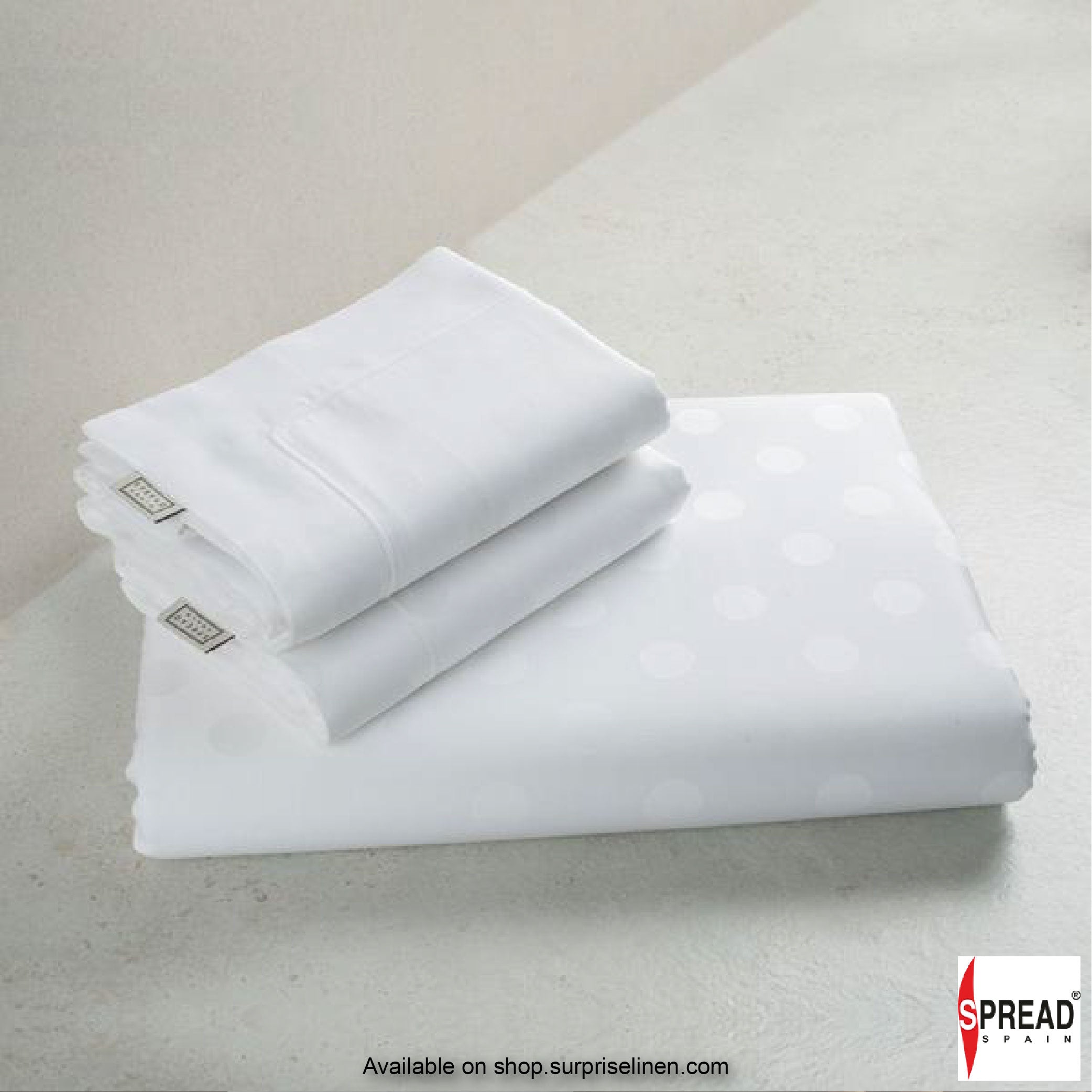 Spread Spain - Italian Jacquard Collection Collection 450 Thread Count Bed Sheet Set (White Dot)