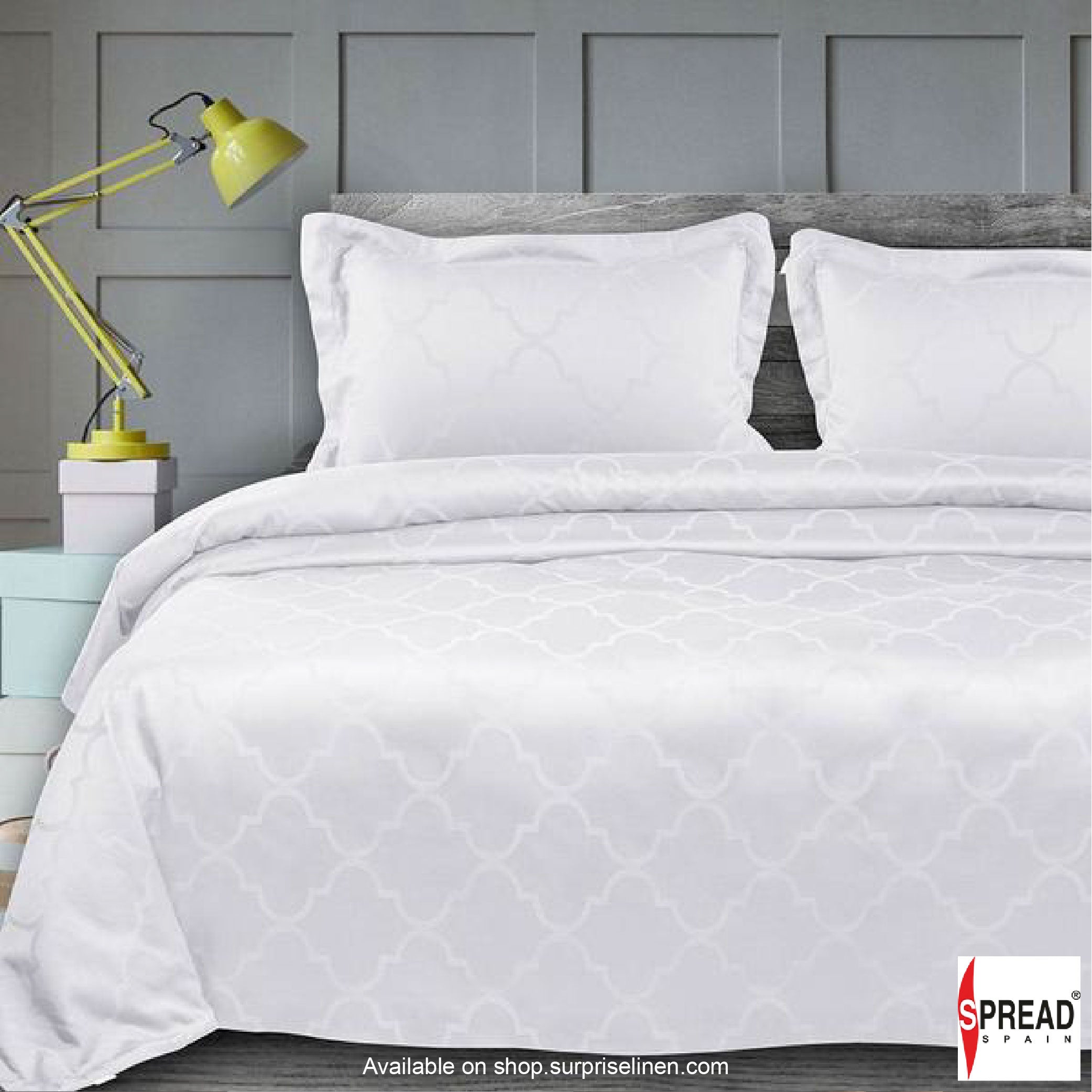 Spread Spain - Italian Jacquard Collection Collection 450 Thread Count Bed Sheet Set (White Turkish Window)