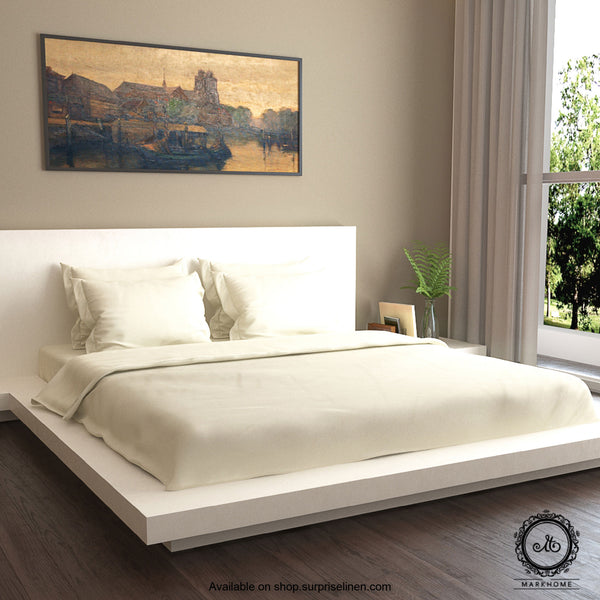 Mark Home- 100% Organic Cotton Satin Fabric 400 TC Naturelle Bedding Set 6 Pcs (Ivory)