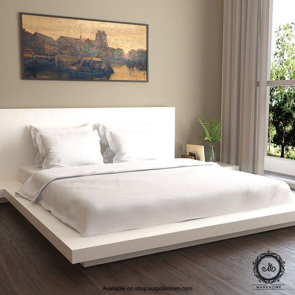 Mark Home- 100% Organic Cotton Satin Fabric 400 TC Naturelle Bedding Set 6 Pcs (White)